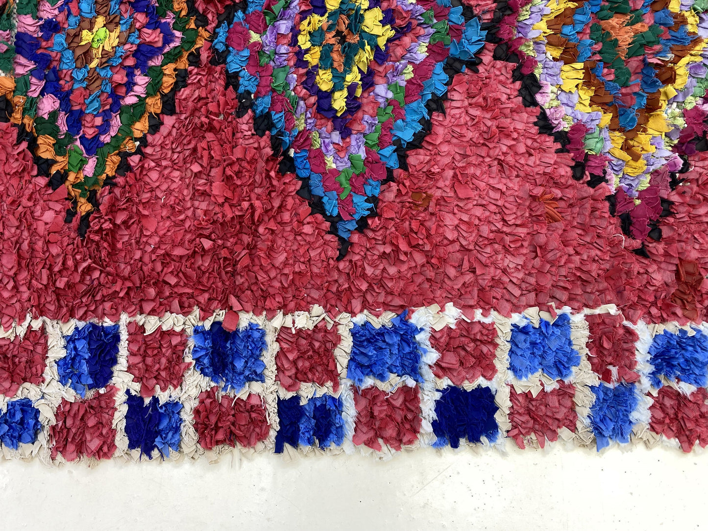 3x9 Boucherouite Vintage Moroccan Runner Rug.
