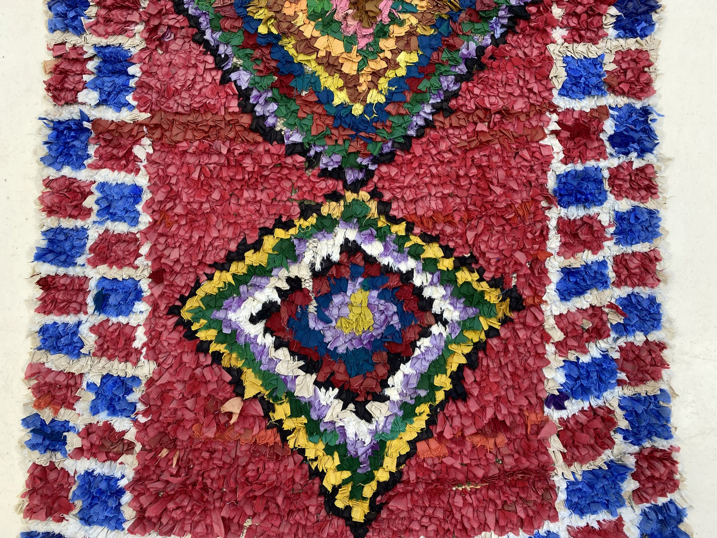 3x9 Boucherouite Vintage Moroccan Runner Rug.