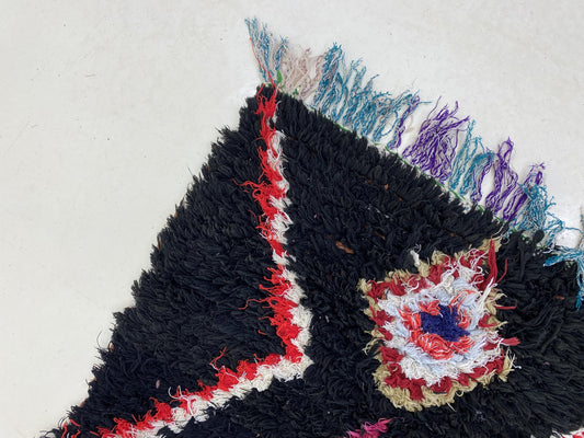 Vintage Moroccan Black Diamond Runner Rug 3x9.