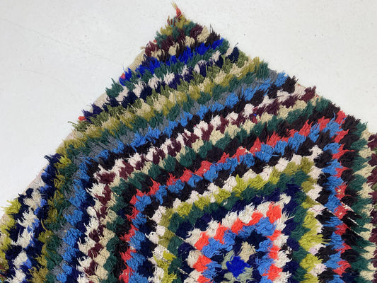 3x8 Colorful Vintage Moroccan Woven Rug Runner.