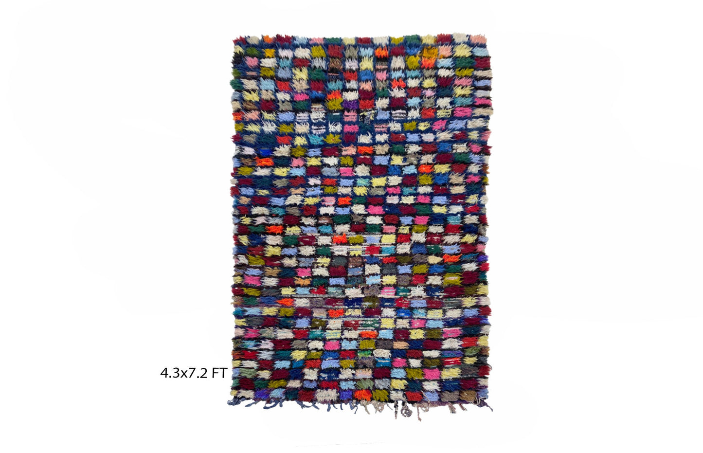 4x7 Colorful Moroccan Woven Grid Area Rug.