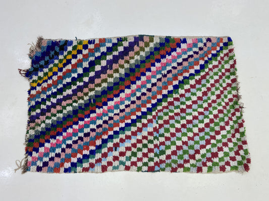 Vintage Moroccan Woven Small Area Rug 3x4.