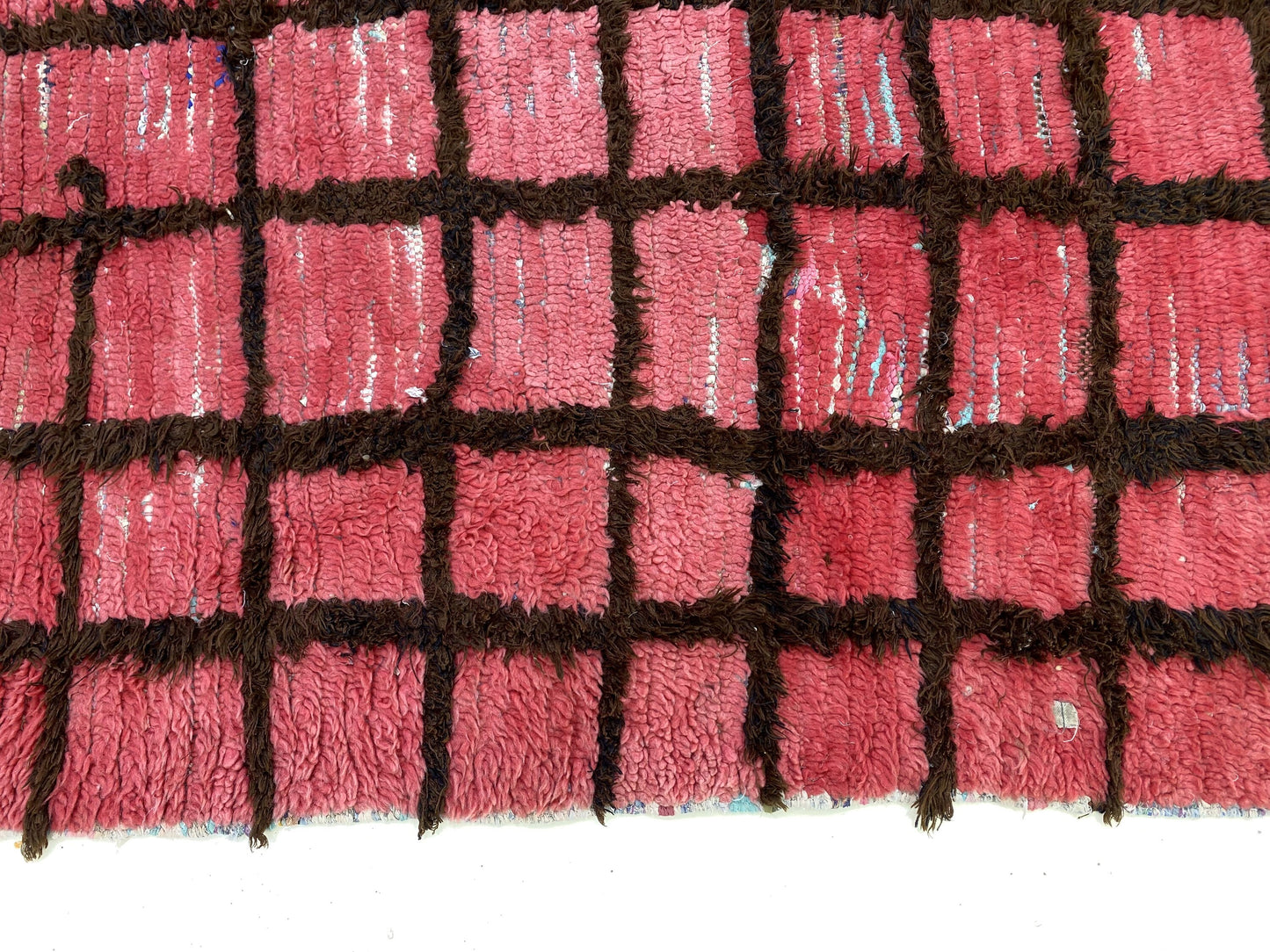 3x6 Moroccan Black And Red Grid Runner Rug.