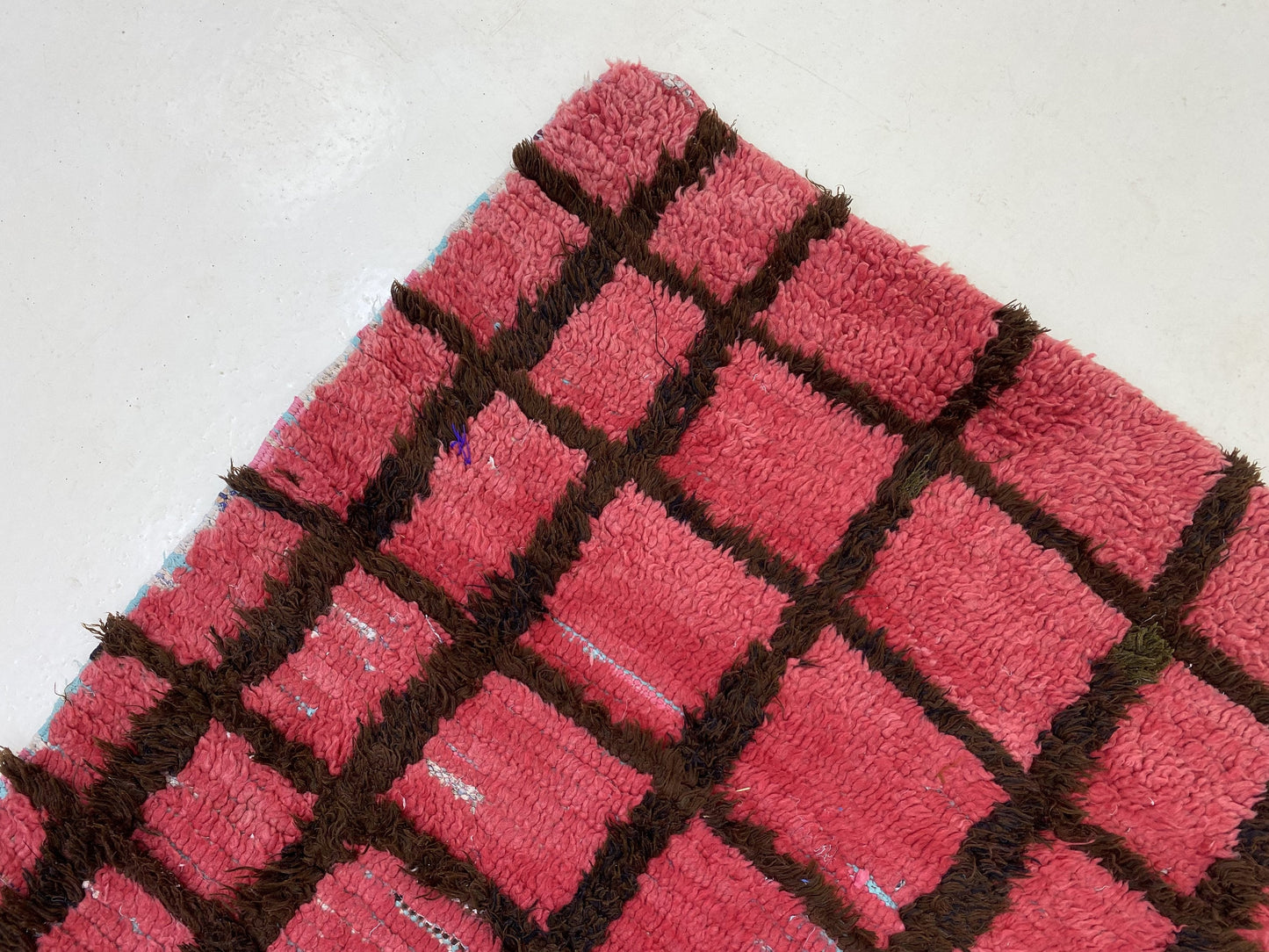 3x6 Moroccan Black And Red Grid Runner Rug.
