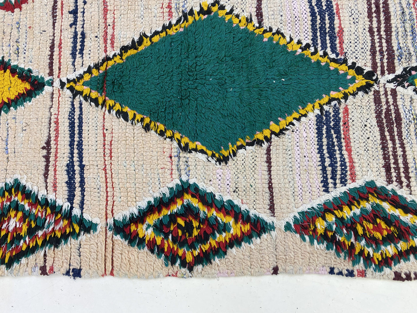3x8 Moroccan Vintage Diamond Rug Runner.