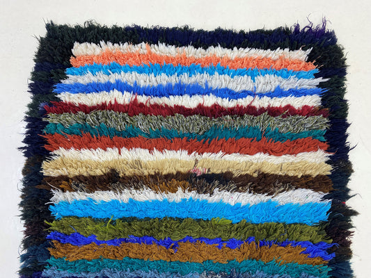 3x7 Narrow Moroccan runner rug, vintage striped rug runner.