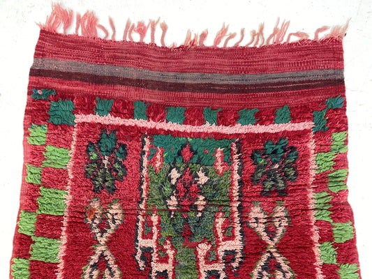 Berber vintage 3x8 runner rug, Narrow Moroccan rug runner.