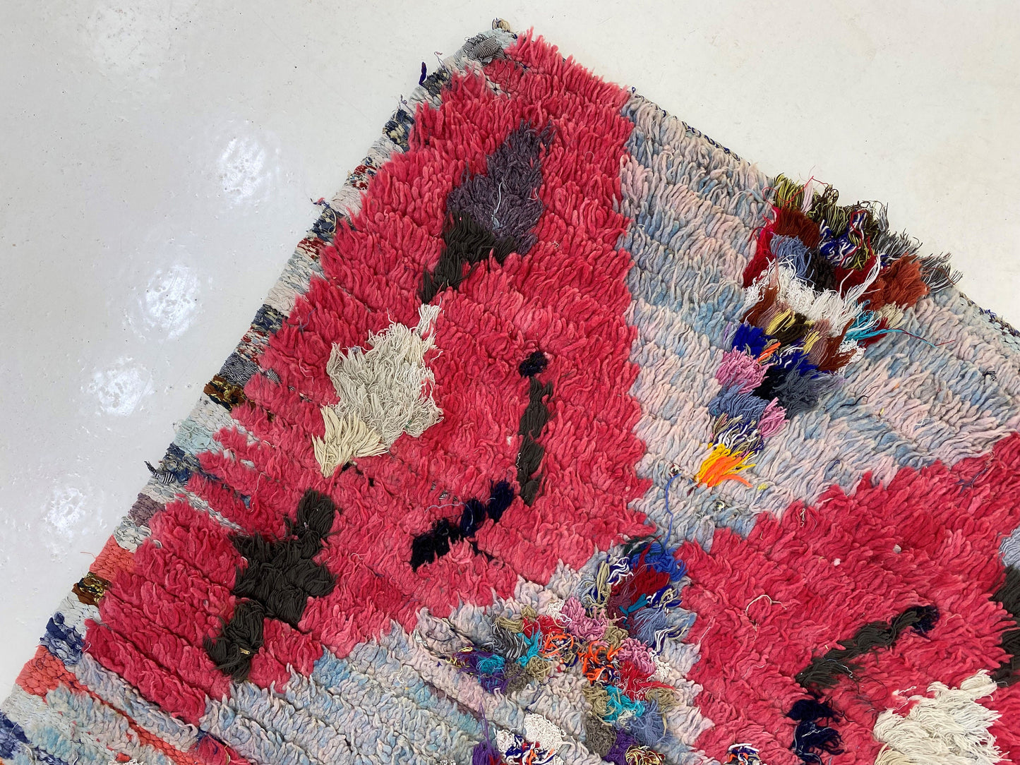 3x7 Moroccan vintage rug runner, Long colorful runner rug.