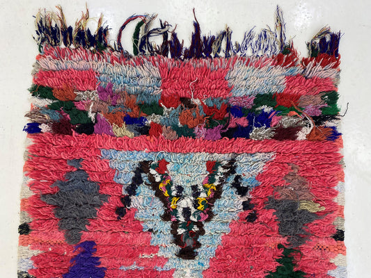 3x7 Moroccan vintage rug runner, Long colorful runner rug.