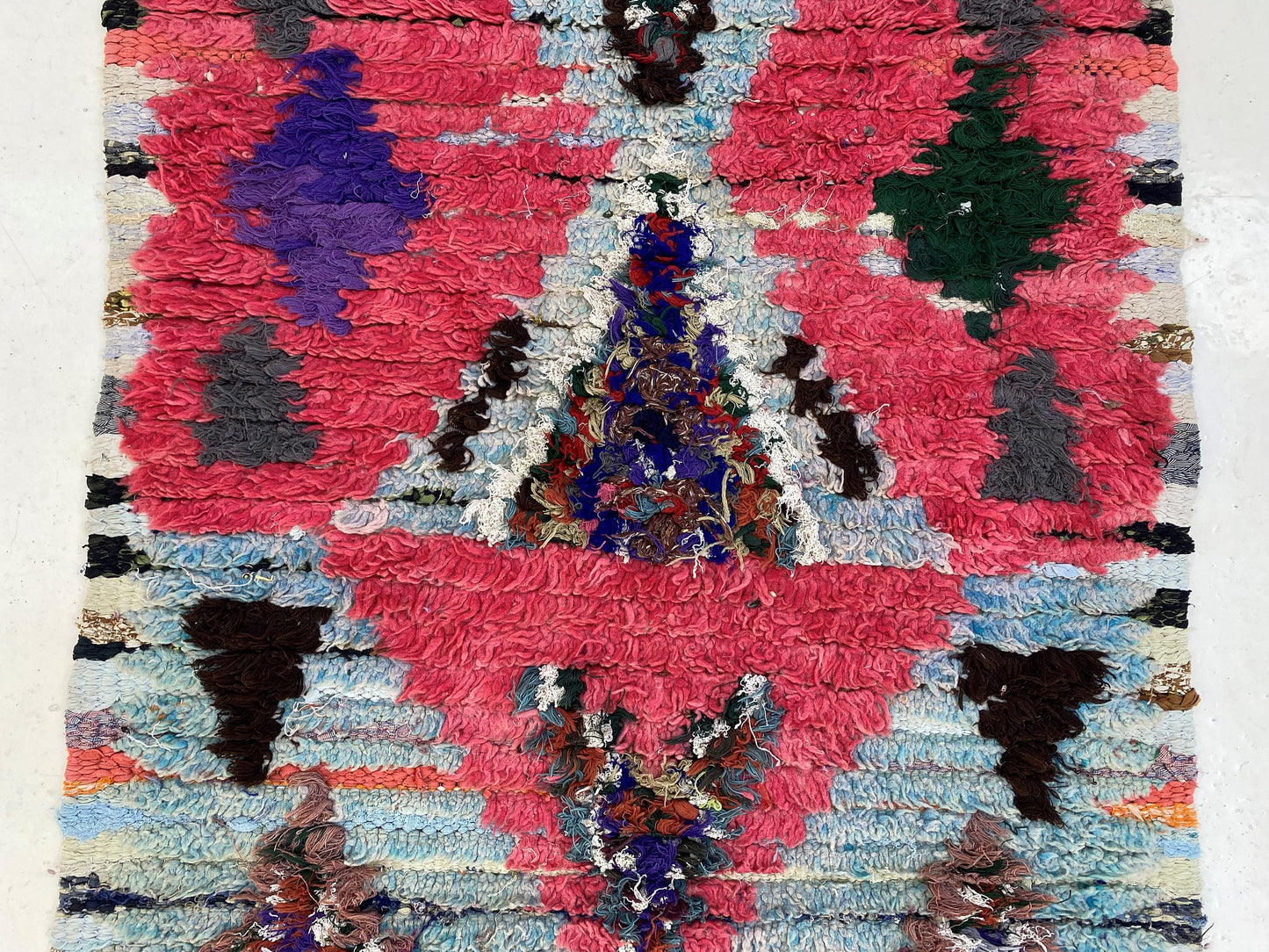 3x7 Moroccan vintage rug runner, Long colorful runner rug.