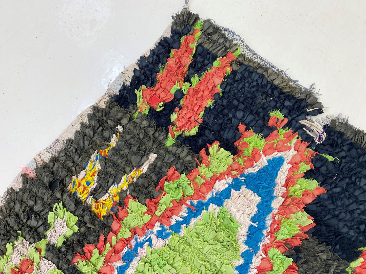 Long abstract Moroccan 2x8 runner rug, entryway vintage rug runner.