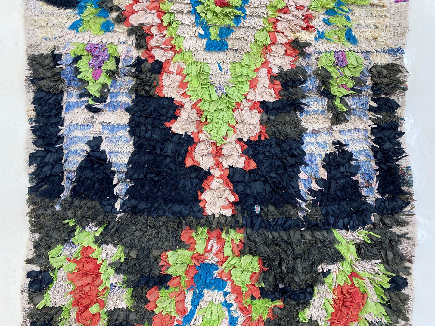 Long abstract Moroccan 2x8 runner rug, entryway vintage rug runner.