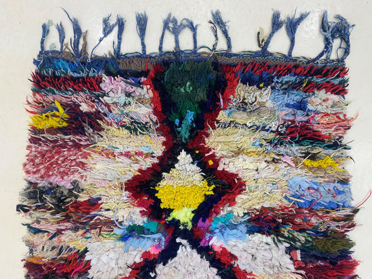 Moroccan vintage runner rug 2.5x6, Berber colorful runner rug.