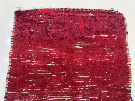 Moroccan vintage rug runner 2.5x6, Berber red solid runner rug.