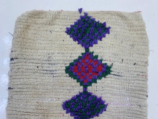 Colorful diamond runner rug 2x7, Moroccan Berber rug runner.