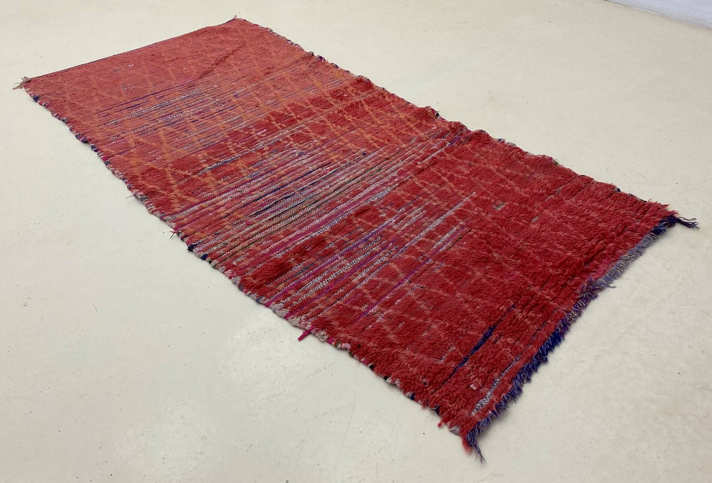 Moroccan runner, Berber vintage grid runner rug 3x6.5.