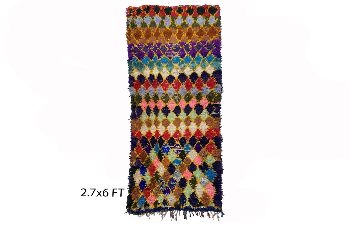 Small diamond area 3x6 rug, Moroccan vintage rugs.