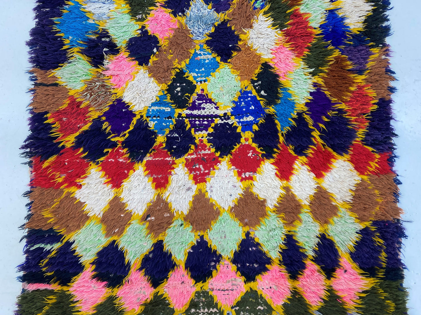 Small diamond area 3x6 rug, Moroccan vintage rugs.