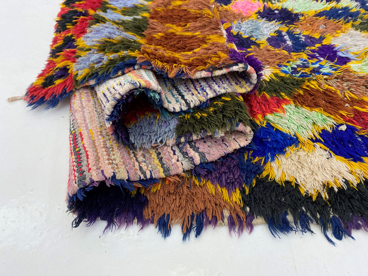 Small diamond area 3x6 rug, Moroccan vintage rugs.