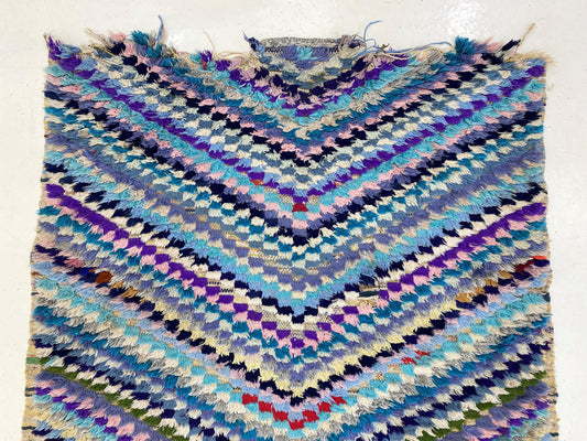 Checkered colorful 3x6 area rug. small Moroccan Berber rugs.