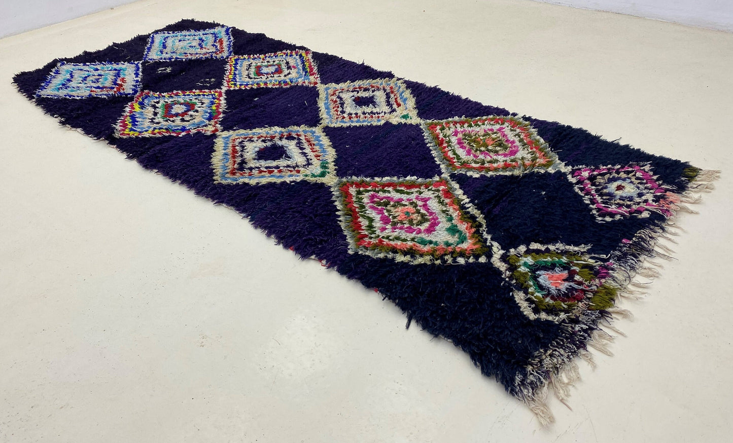 Colorful diamond 3x8 runner rugs, Narrow Moroccan runner rug.