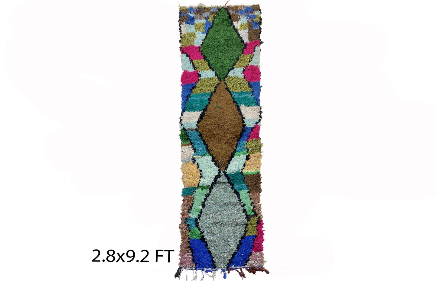 Moroccan diamond 3x9 runner rugs, Long colorful rug runner.