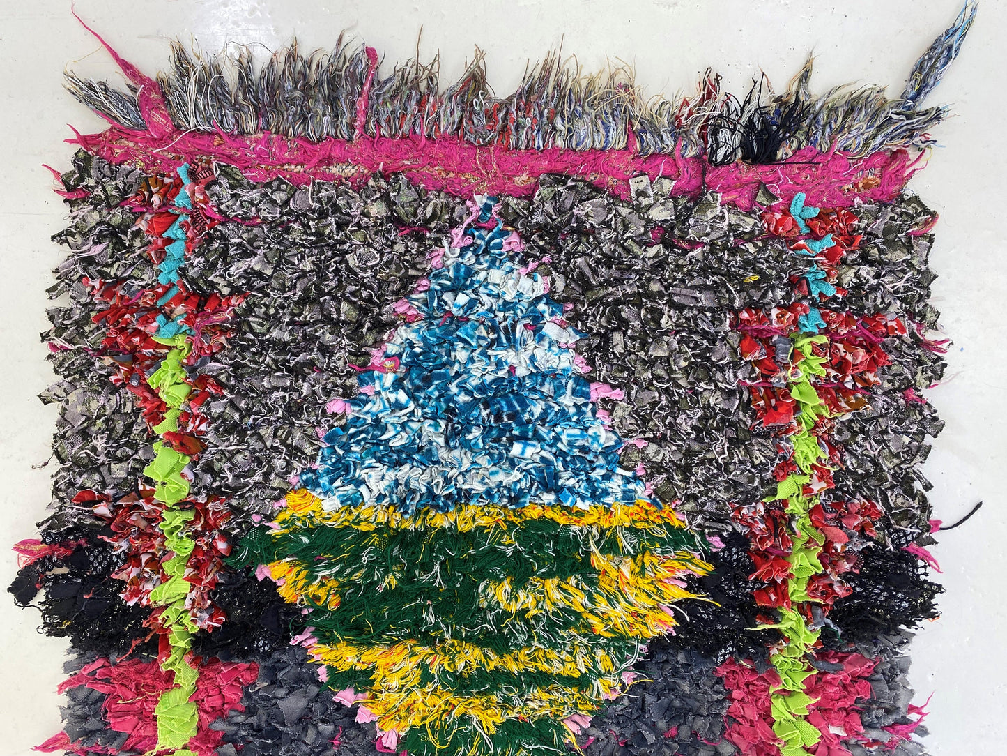 3x6 diamond colorful area rug, Moroccan vintage rug.
