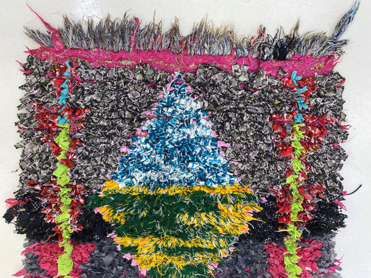 Tapis coloré à losanges 3x6, tapis vintage marocain.