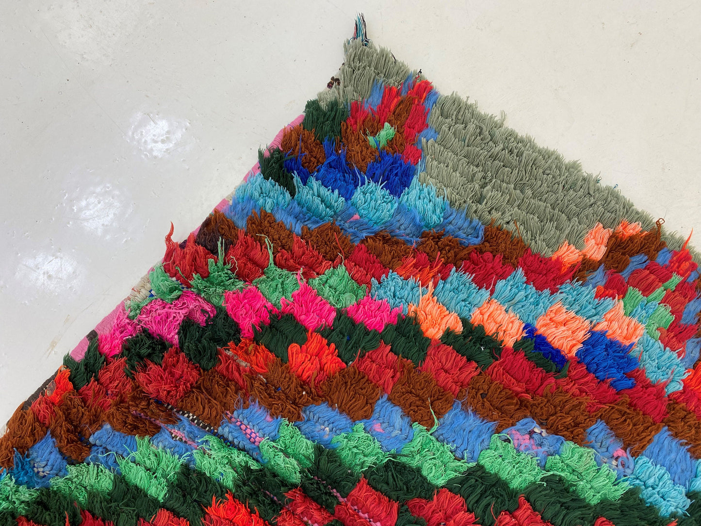 2x8 Checkered colorful runner rugs, Moroccan woven rug runner.