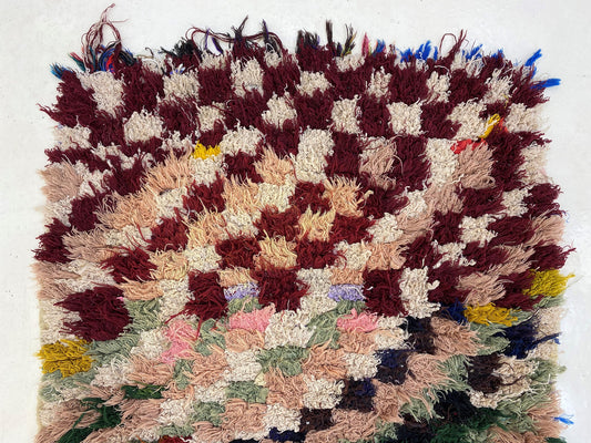 Tapis de couloir à carreaux colorés 2x8, tapis de couloir tissé marocain.