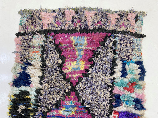 Narrow vintage Moroccan 2x8 runner rug, Berber colorful rugs runner.