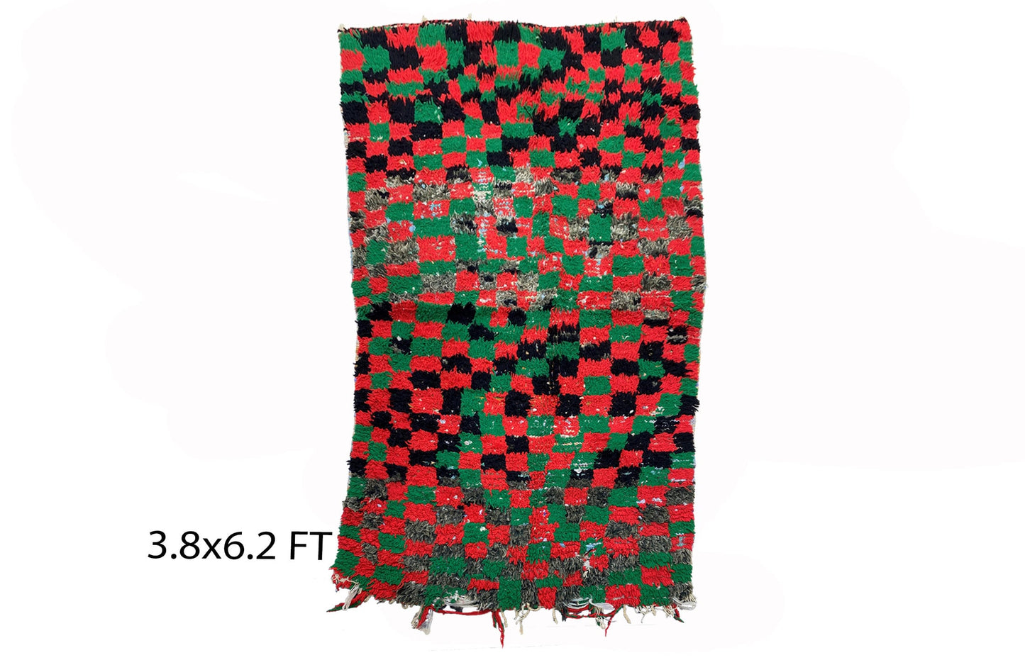 Small vintage 4x6 area rugs, colorful checkered faded rugs.