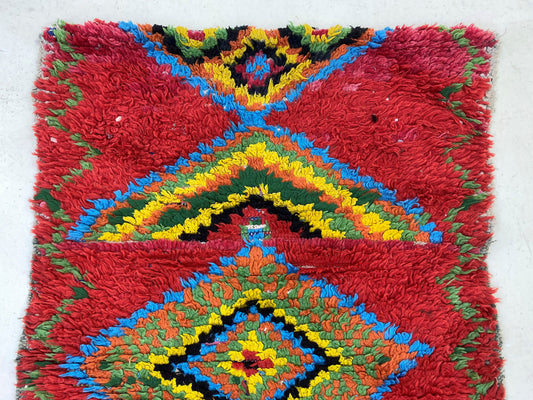 3x8 Unique diamond runner rugs, Vintage Moroccan rug runner.