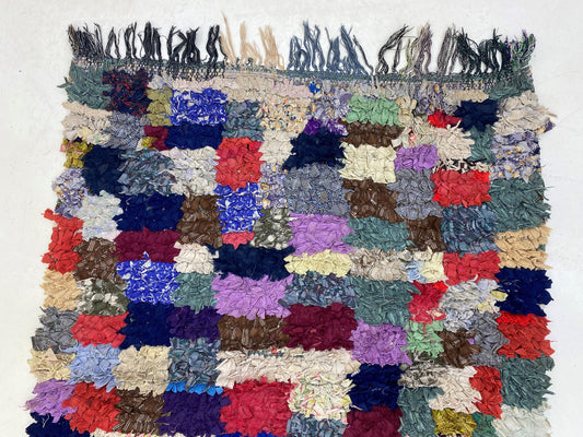 3x9 Vintage Colorful runner rug, Moroccan Berber rug runner.