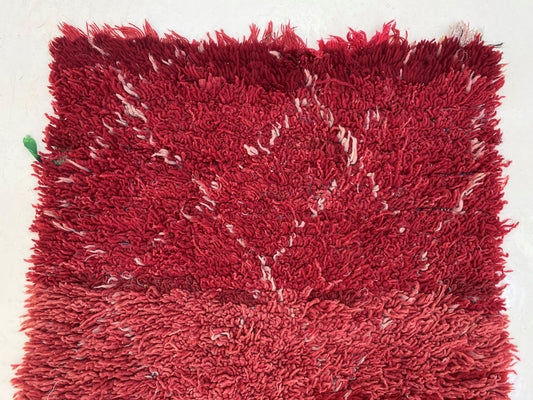 Moroccan red 2.5x7 runner rug, vintage grid rug runner.