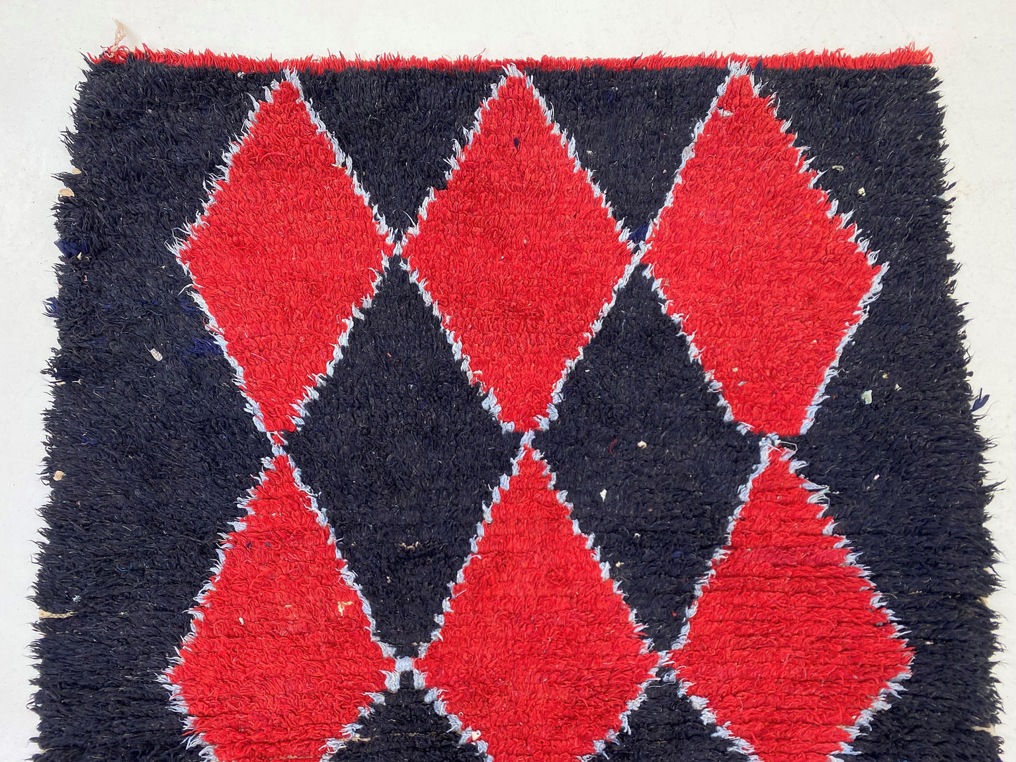 Moroccan Black and Red 4x7 rugs, diamond vintage rug.