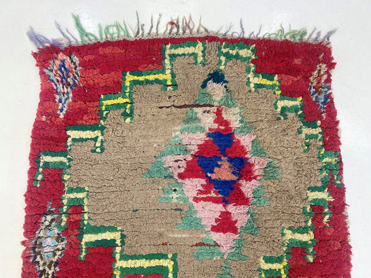 Small Moroccan vintage 3x6 rug, Colorful woven area rugs.