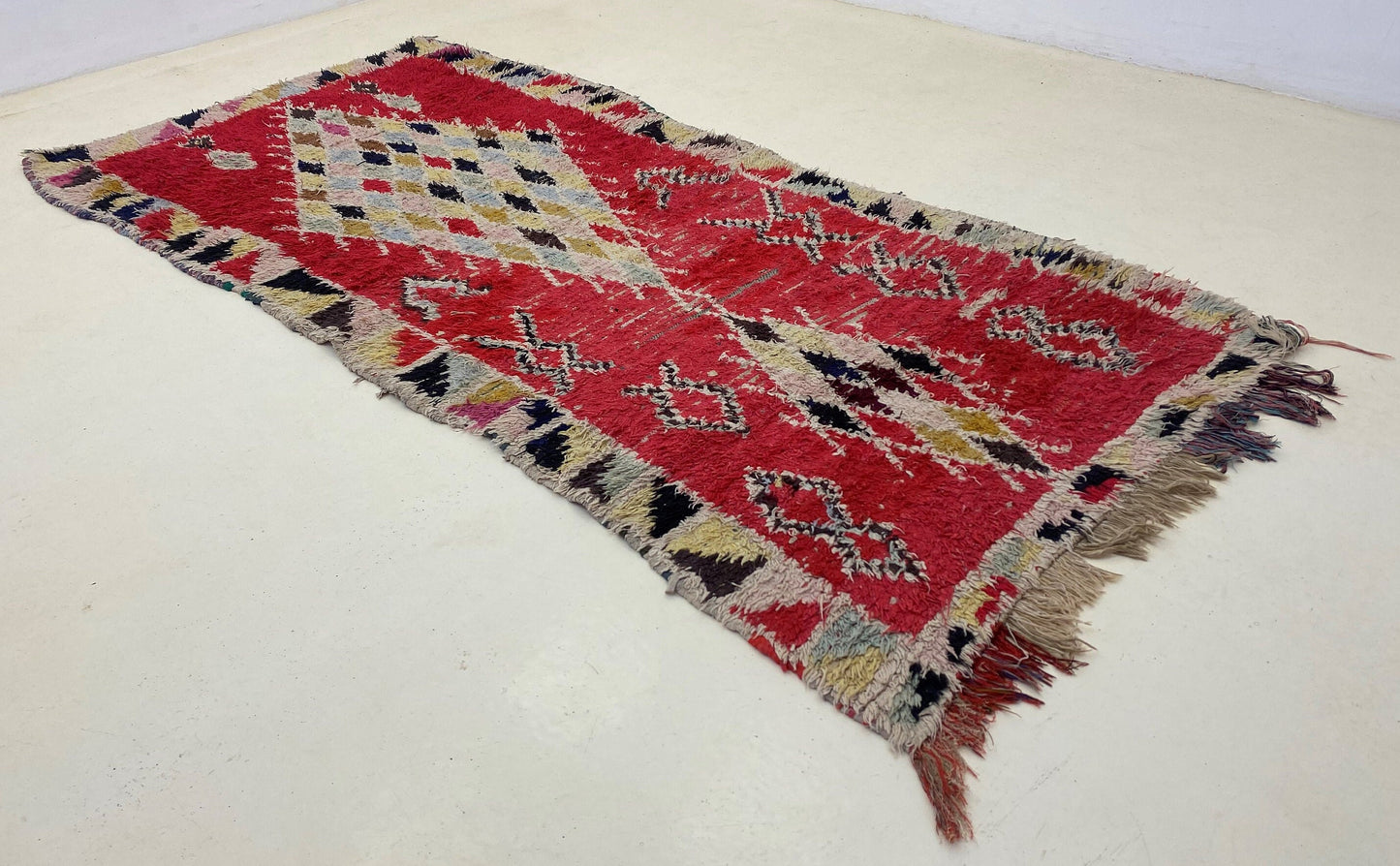 4x8 Moroccan unique runner rugs, vintage Berber rug runner.
