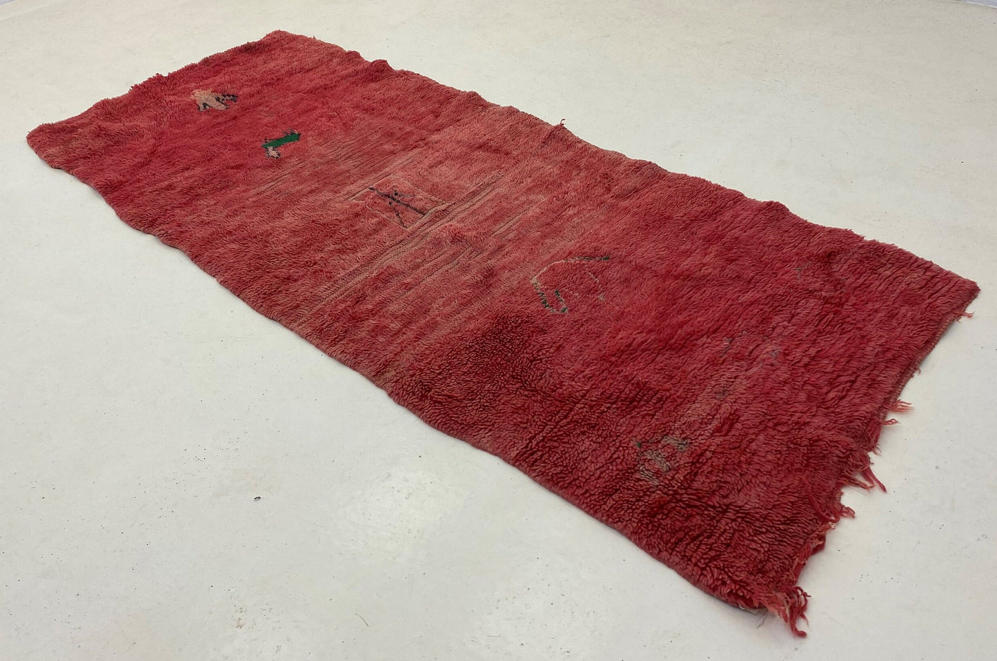 Small Moroccan vintage rug 3x6, solid red area rugs.