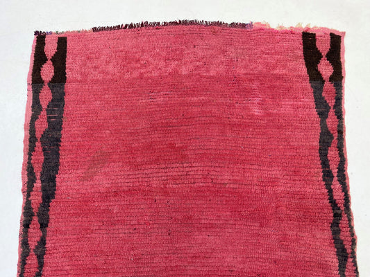 Long Moroccan red rug 8x4, vintage Berber area rugs.
