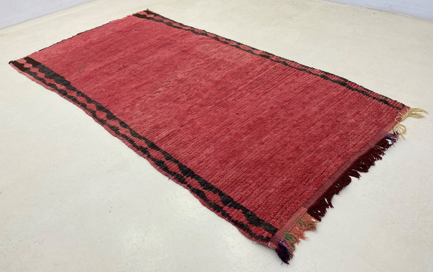 Long Moroccan red rug 8x4, vintage Berber area rugs.