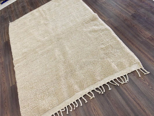 Custom Beige rug, Moroccan Berber Solid Wool rug - Home gift - Handmade area rugs for Livingroom.