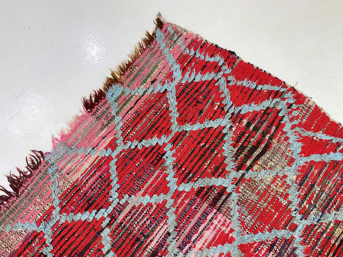 Moroccan grid red area rug 5x6, Vintage Berber red rugs.