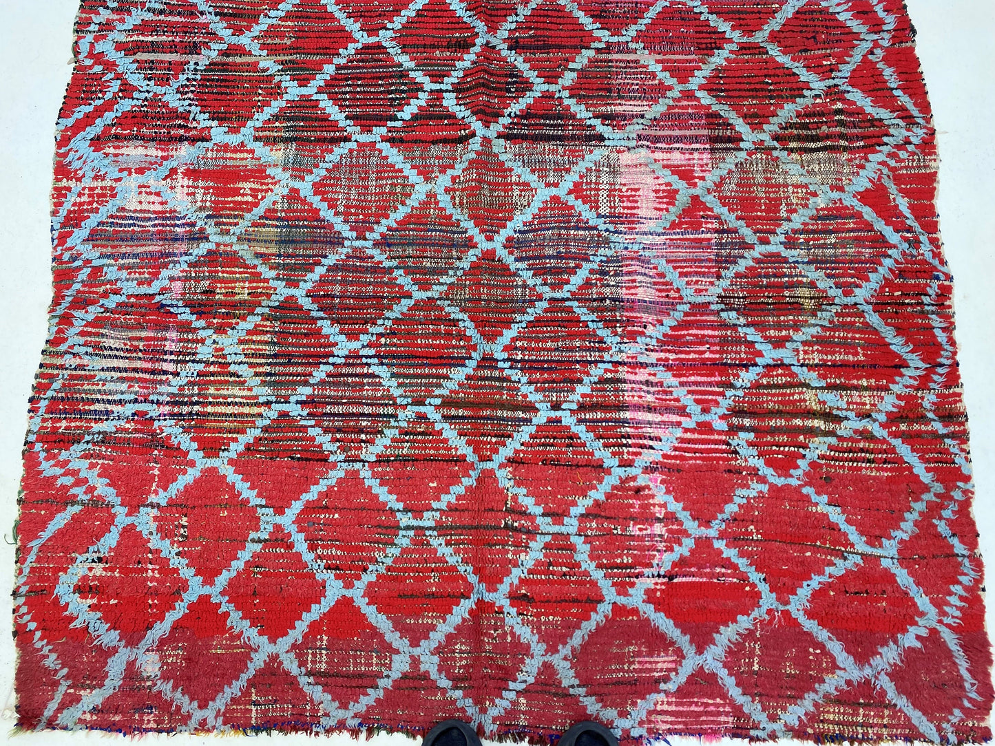 Moroccan grid red area rug 5x6, Vintage Berber red rugs.