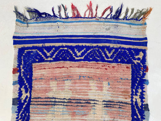 Colorful vintage runner rug 3x8, Long Moroccan rug runner.