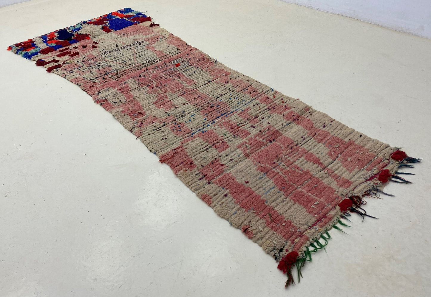 Moroccan vintage runner rug 3x8, Long Berber rug runner.
