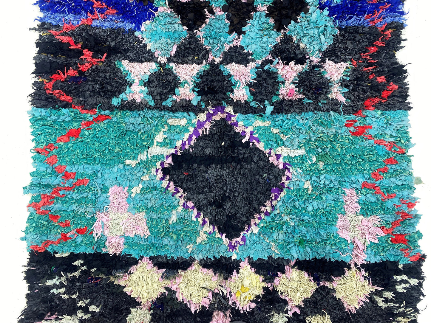 Vintage Moroccan runner rug 4x10, colorful Berber rug runner.