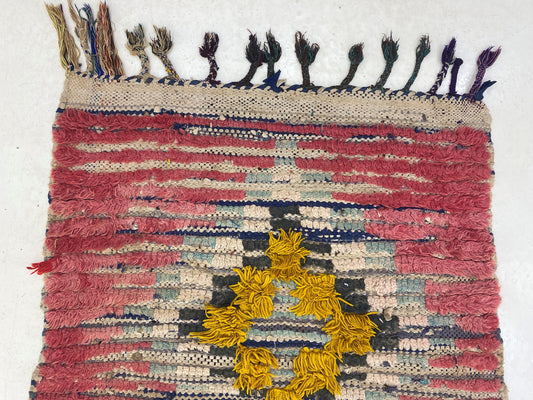 Diamond Berber rug runner 3x9.5, Vintage colorful runner rug.
