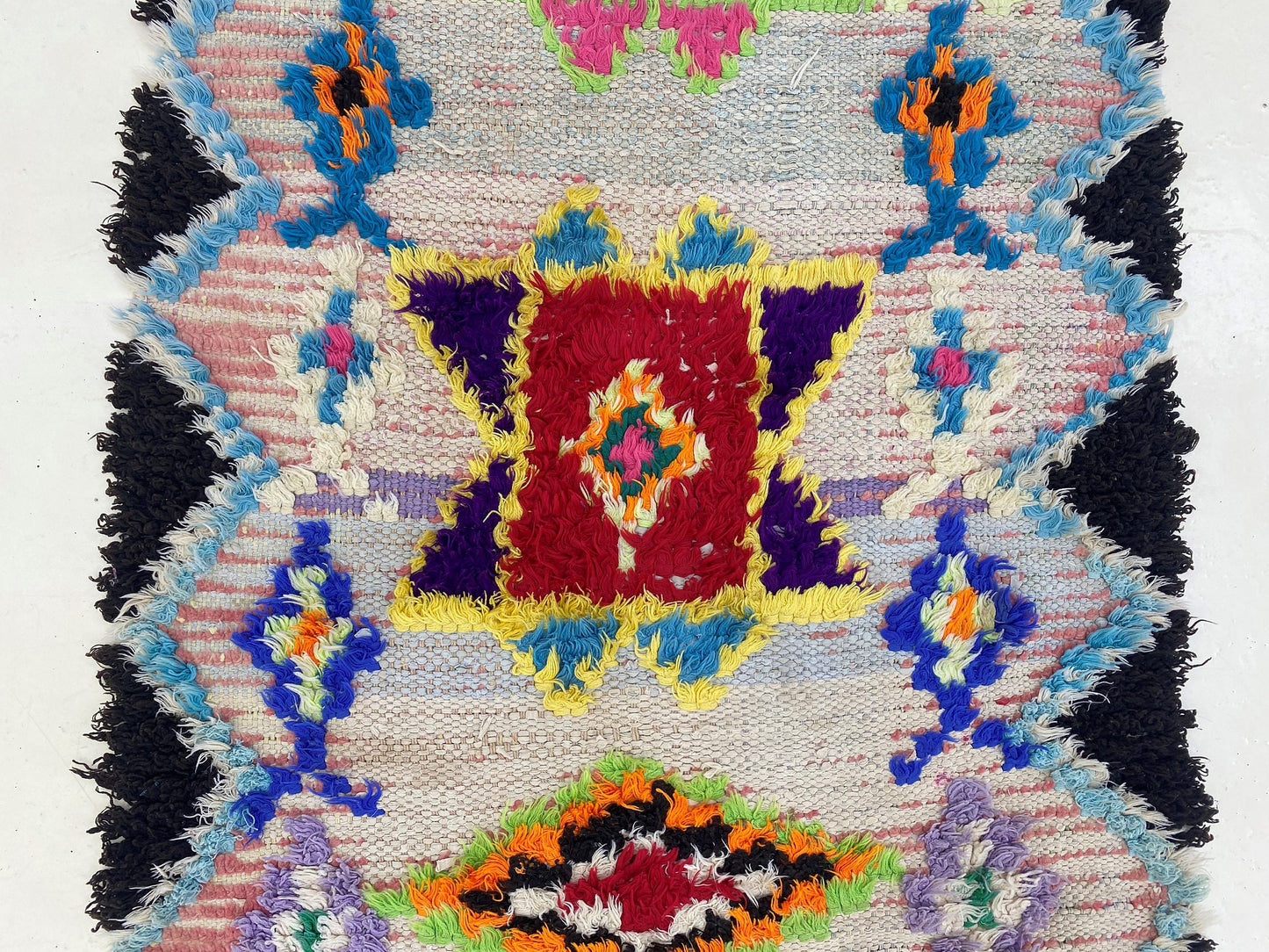 Small Moroccan colorful rug 2x5, Berber vintage rug.