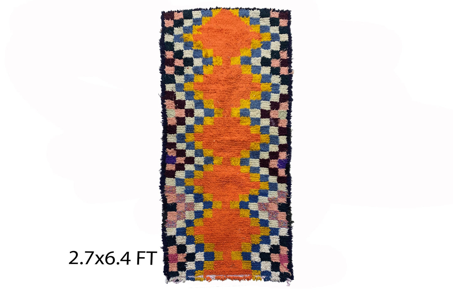 Small Berber Moroccan runner rug 3x6, vintage colorful rug runner.